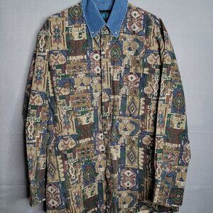 Lone Roo Men's Size XL Southwestern Outdoor Button Up Long Sleeve Cowboy Shirt